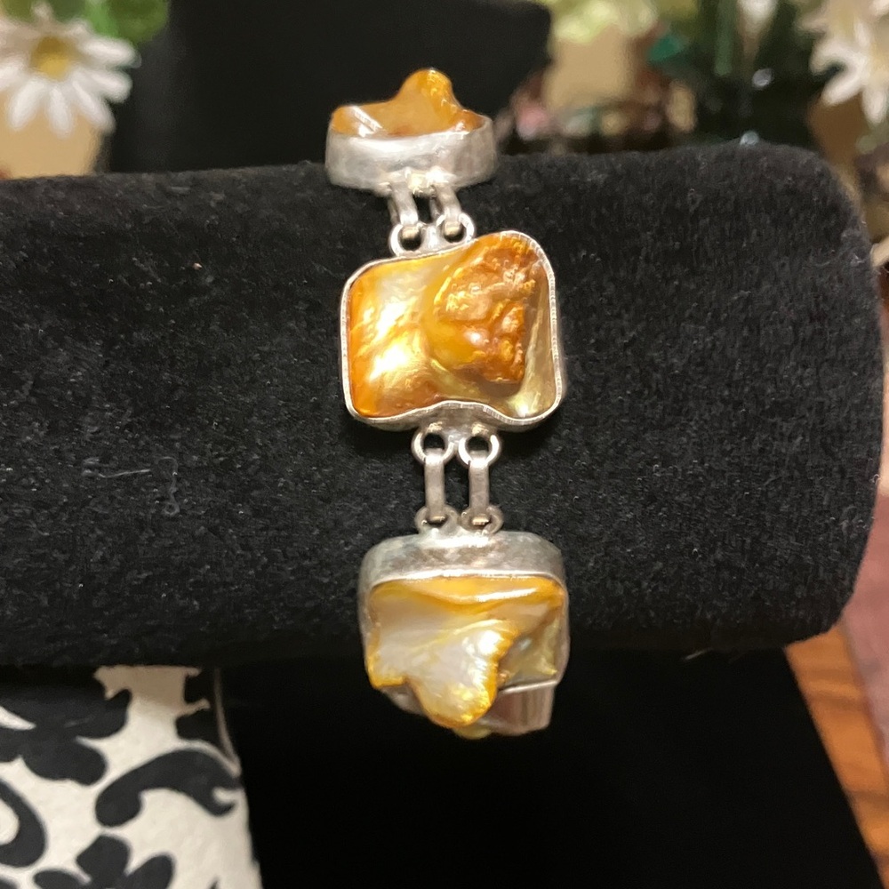 Handcrafted Silver bracelet  cogan baltic Amber